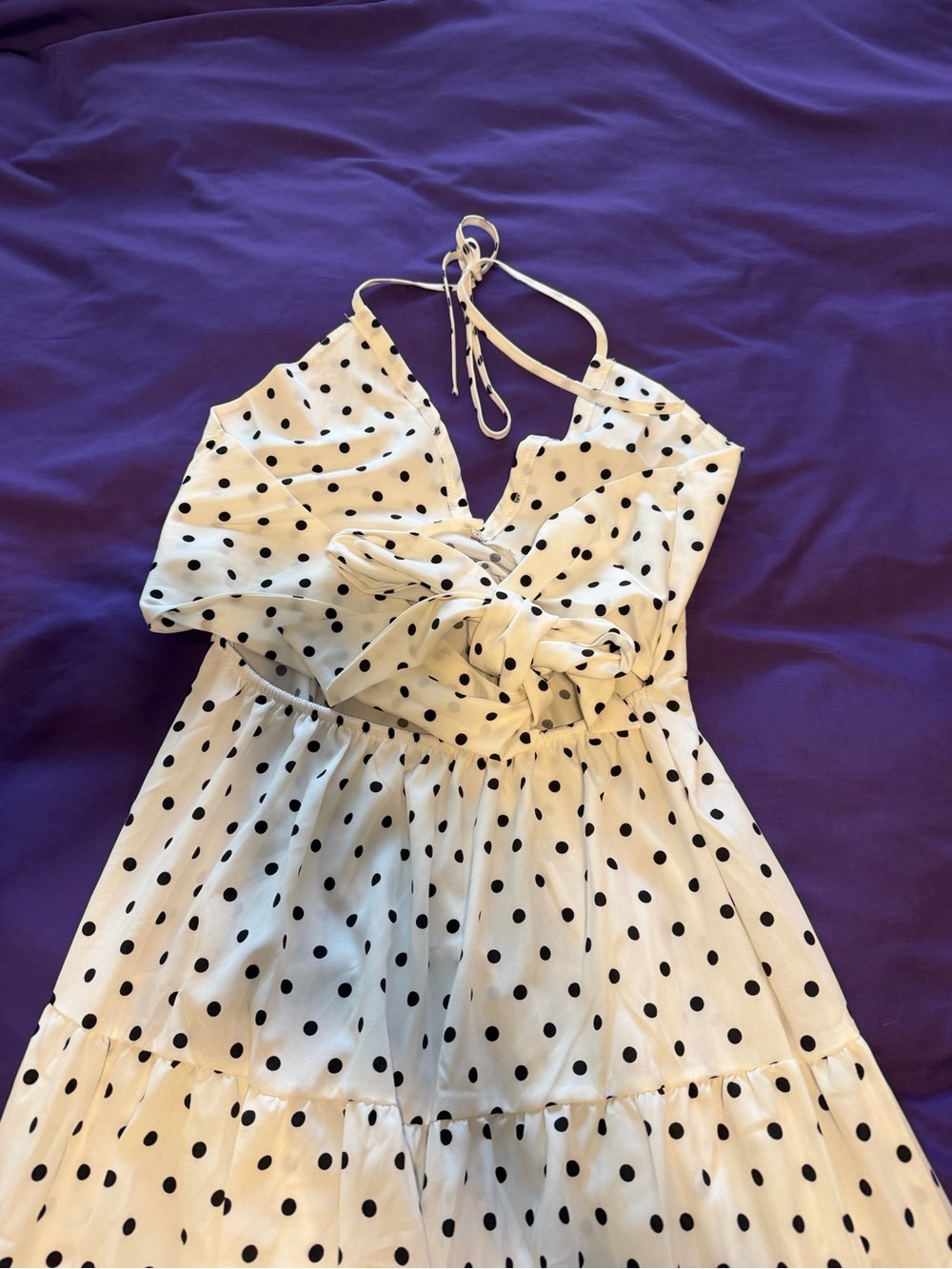 White Polka Dot Halter Maxi Dress - Picture 3 of 3